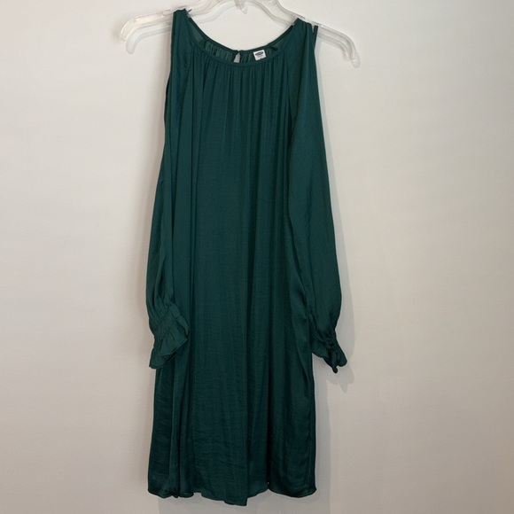 Old Navy Green Cold Shoulder Satin‎ Swing Dress Womens Medium - Picture 3 of 9